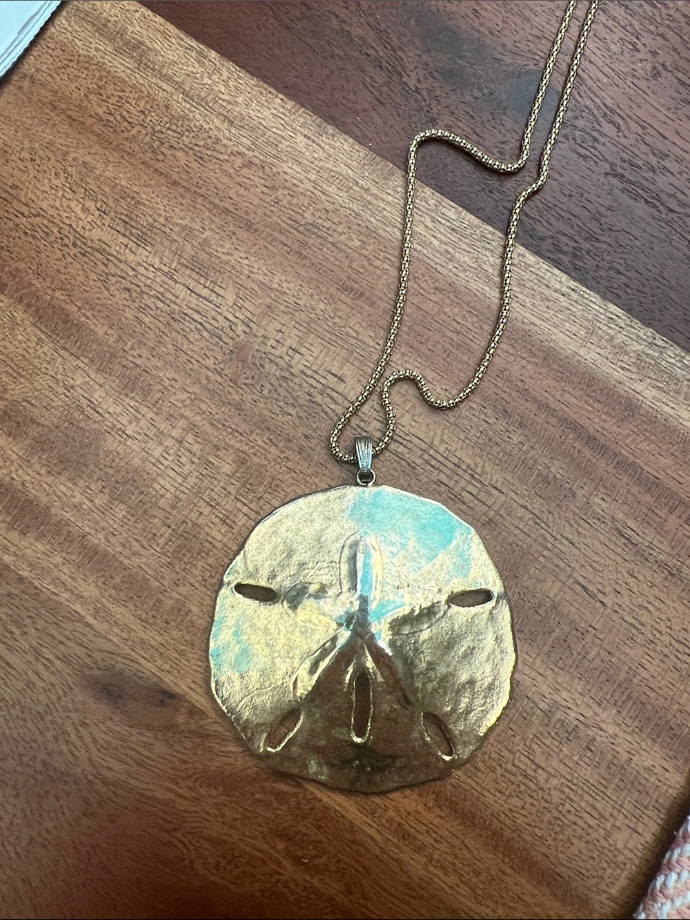 Gold-Dipped Sand Dollar Pendant - vintage - Picture 3 of 5